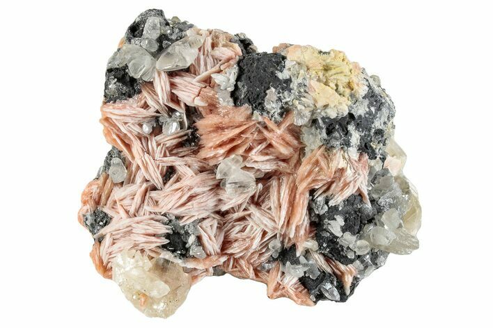 Cerussite Crystals with Bladed Barite on Galena - Morocco #259044